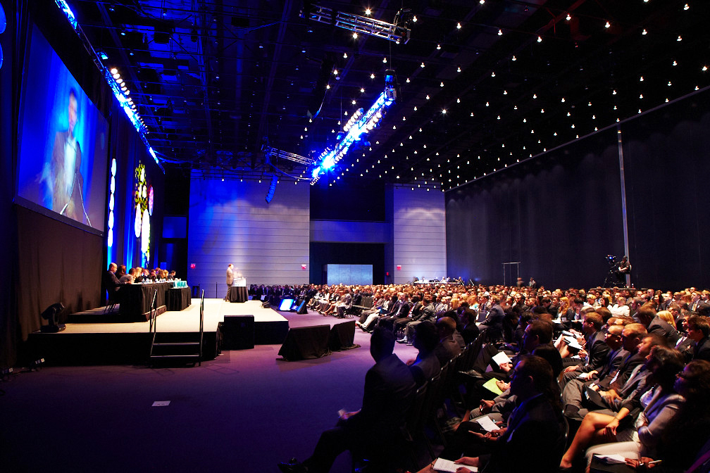 The business stage setup for conference or trade marketing